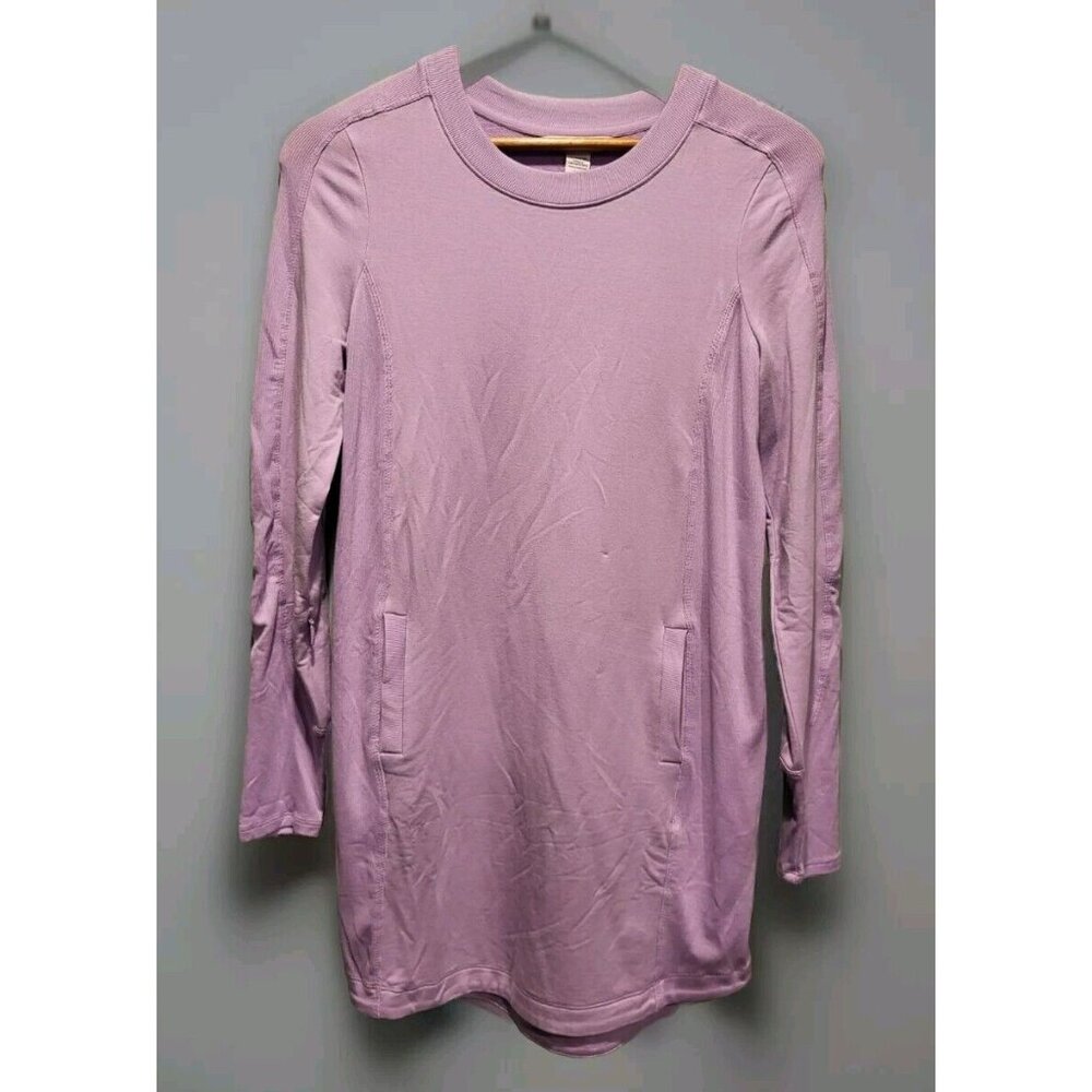 Athleta Lt Purple Balance Dress Long Sleeve Stretchy Pockets Sz XS Athleisure